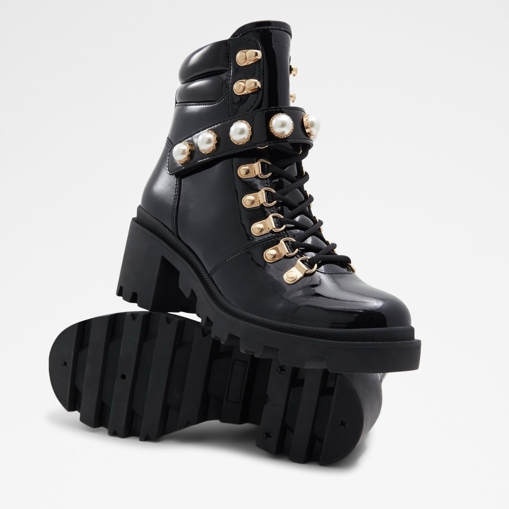 ALDOS Black Women's Lace-Up Boots